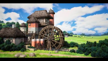 A village with a watermill