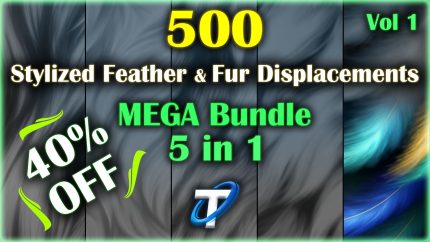 500 Ultra High-Quality Stylized Feather & Fur Displacement Maps / Stylized Feather & Fur Alpha Maps - Seamless and Tileable (MEGA Bundle)